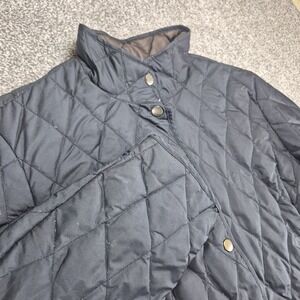 Eddie Bauer Quilted Goose Down Puffer Jacket Womens Large Black EB550 Fill Power
